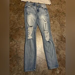 “REWASH” - Classic Blue Distressed Women Jeans
